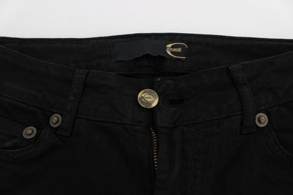 Jeans skinny taille haute en coton extensible noir de Cavalli