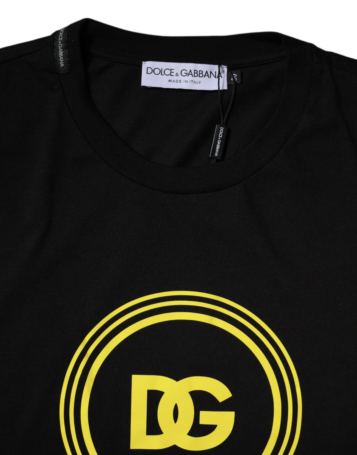 T-shirt en coton à col rond noir avec imprimé du logo Dolce &amp; Gabbana