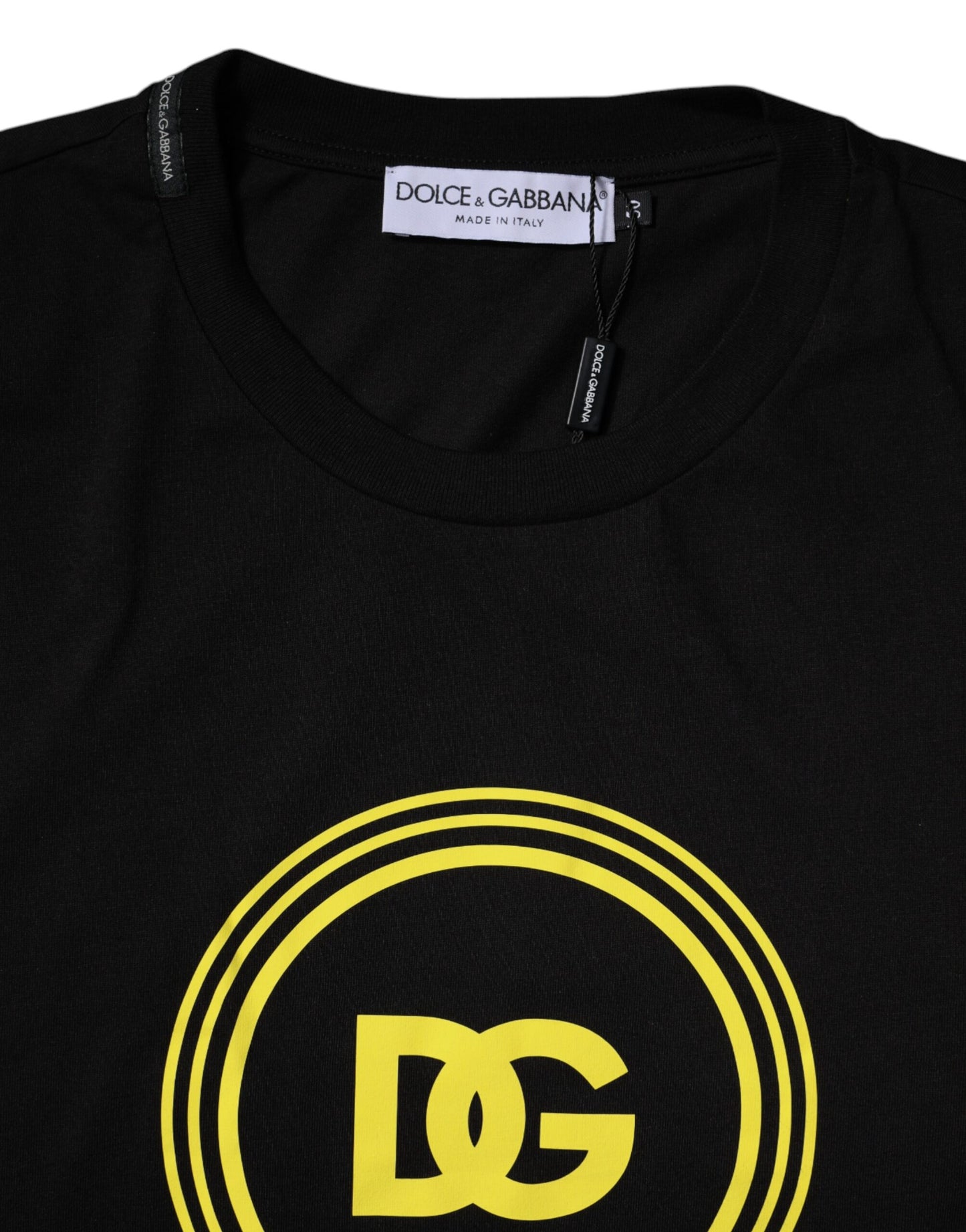 T-shirt en coton à col rond noir avec imprimé du logo Dolce &amp; Gabbana
