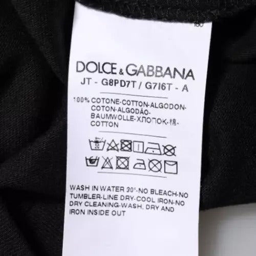 T-shirt en coton à col rond noir avec imprimé du logo Dolce &amp; Gabbana