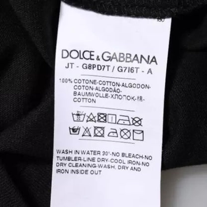 T-shirt en coton à col rond noir avec imprimé du logo Dolce &amp; Gabbana