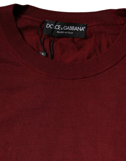 Dolce &amp; Gabbana Maroon Cashmere Crew Neck Pullevertrui