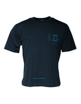 T-shirt à manches courtes à col rond bleu avec logo Dolce &amp; Gabbana
