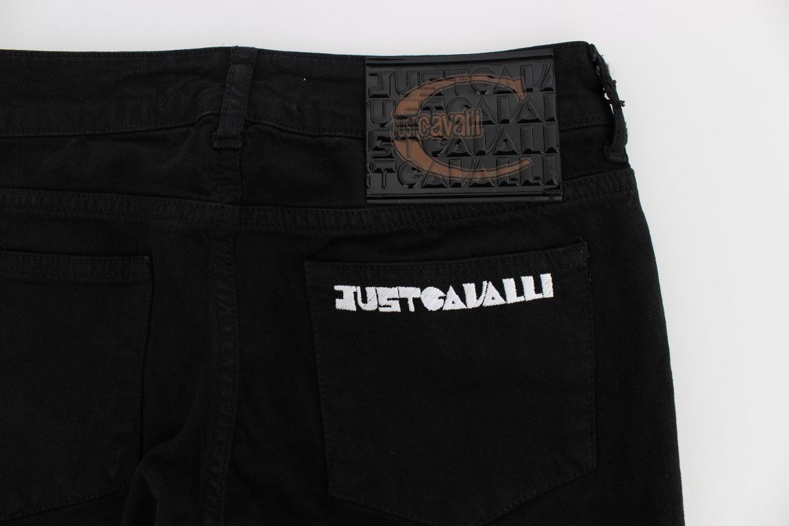 Jeans skinny taille haute en coton extensible noir de Cavalli