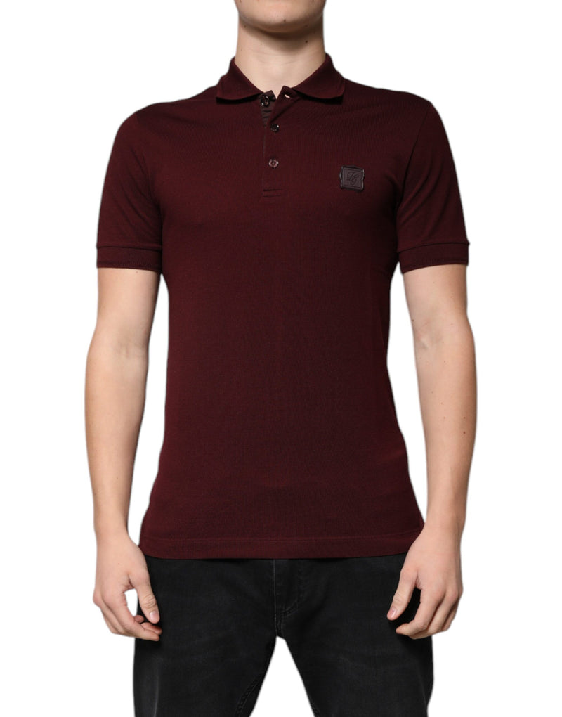 Polo à manches courtes à col montant rouge bordeaux de Dolce &amp; Gabbana