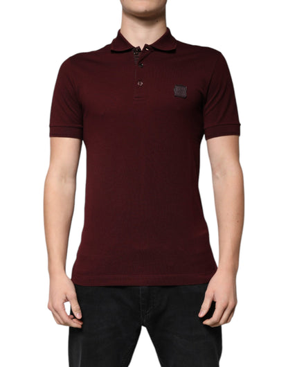 Dolce &amp; Gabbana geruite polo-shirt met korte mouwen en kraag in de kleur bordeauxrood