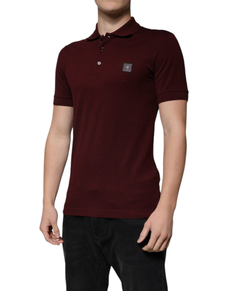 Polo à manches courtes à col montant rouge bordeaux de Dolce &amp; Gabbana