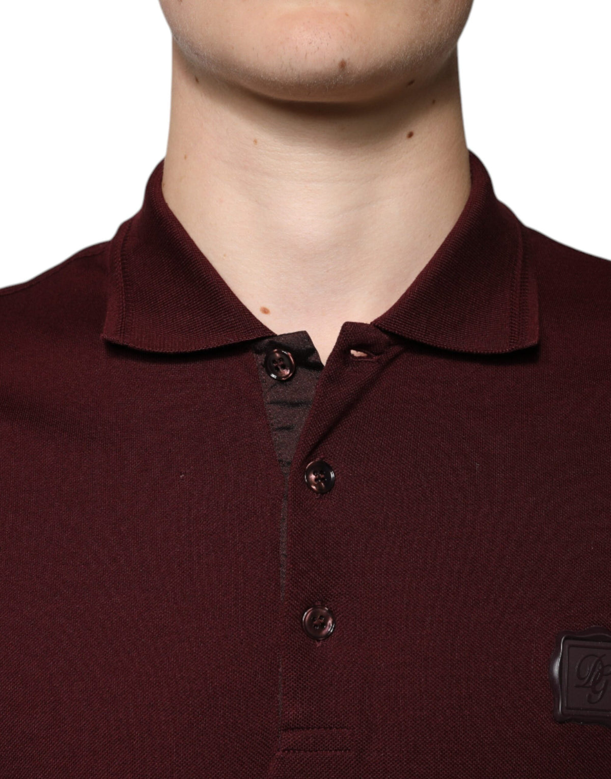 Polo à manches courtes à col montant rouge bordeaux de Dolce &amp; Gabbana