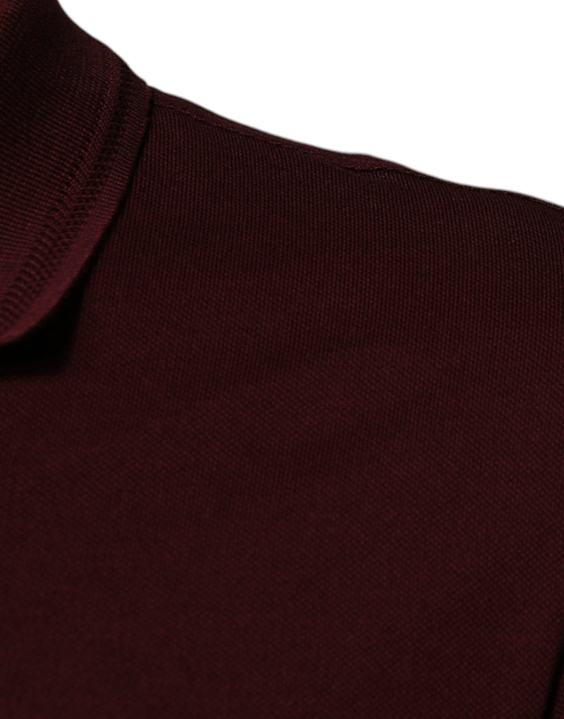 Polo à manches courtes à col montant rouge bordeaux de Dolce &amp; Gabbana