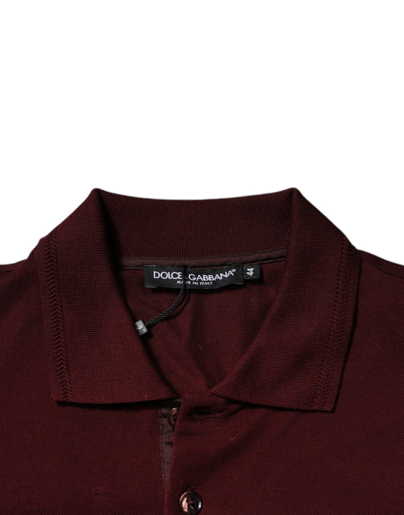 Polo à manches courtes à col montant rouge bordeaux de Dolce &amp; Gabbana