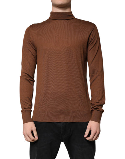 Pull en cachemire à col montant brun de Dolce &amp; Gabbana