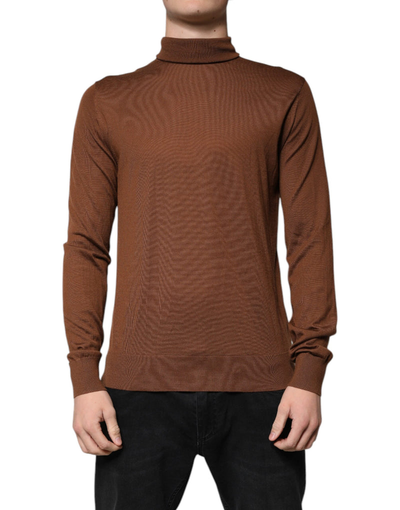 Pull en cachemire à col montant brun de Dolce &amp; Gabbana