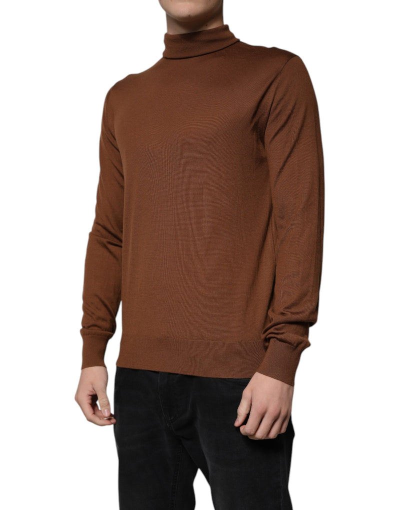 Pull en cachemire à col montant brun de Dolce &amp; Gabbana