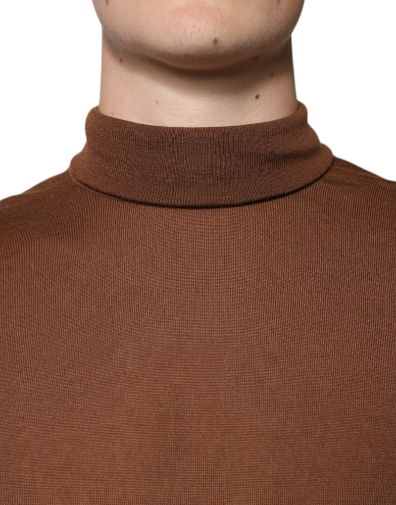 Pull en cachemire à col montant brun de Dolce &amp; Gabbana