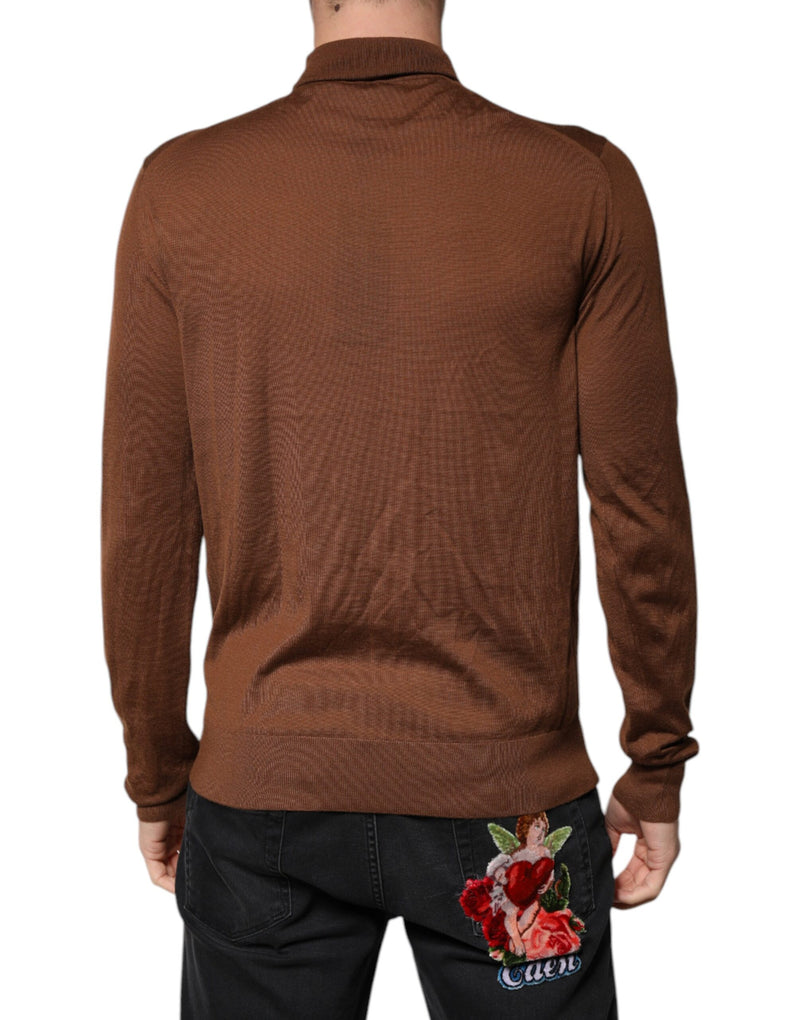 Pull en cachemire à col montant brun de Dolce &amp; Gabbana