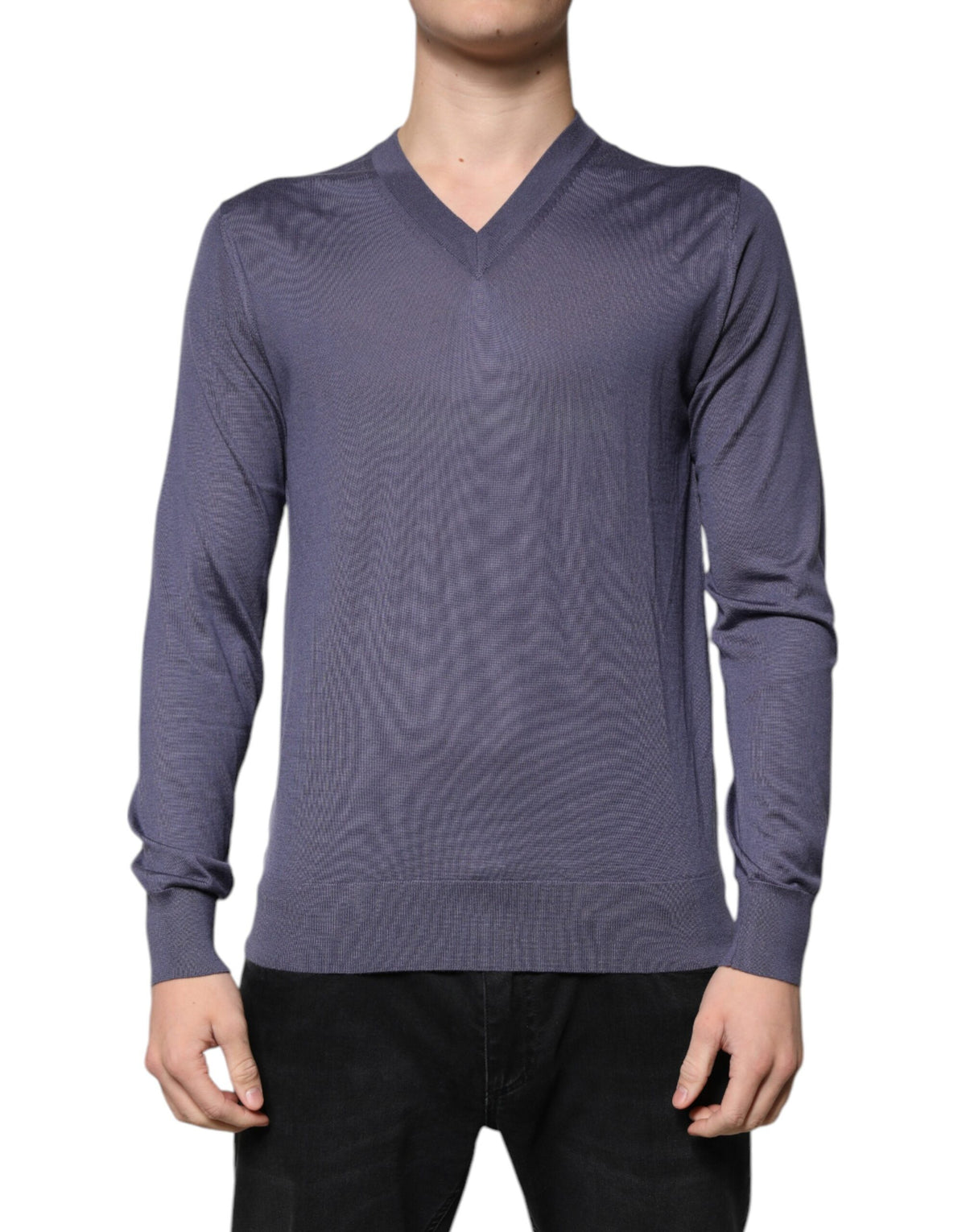 Pull en cachemire gris à col en V pour homme de Dolce &amp; Gabbana