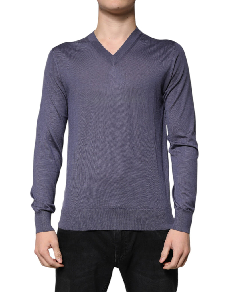 Dolce &amp; Gabbana grijze cashmere V-hals herenpullover