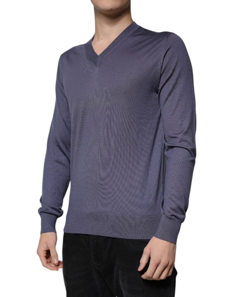 Dolce &amp; Gabbana grijze cashmere V-hals herenpullover
