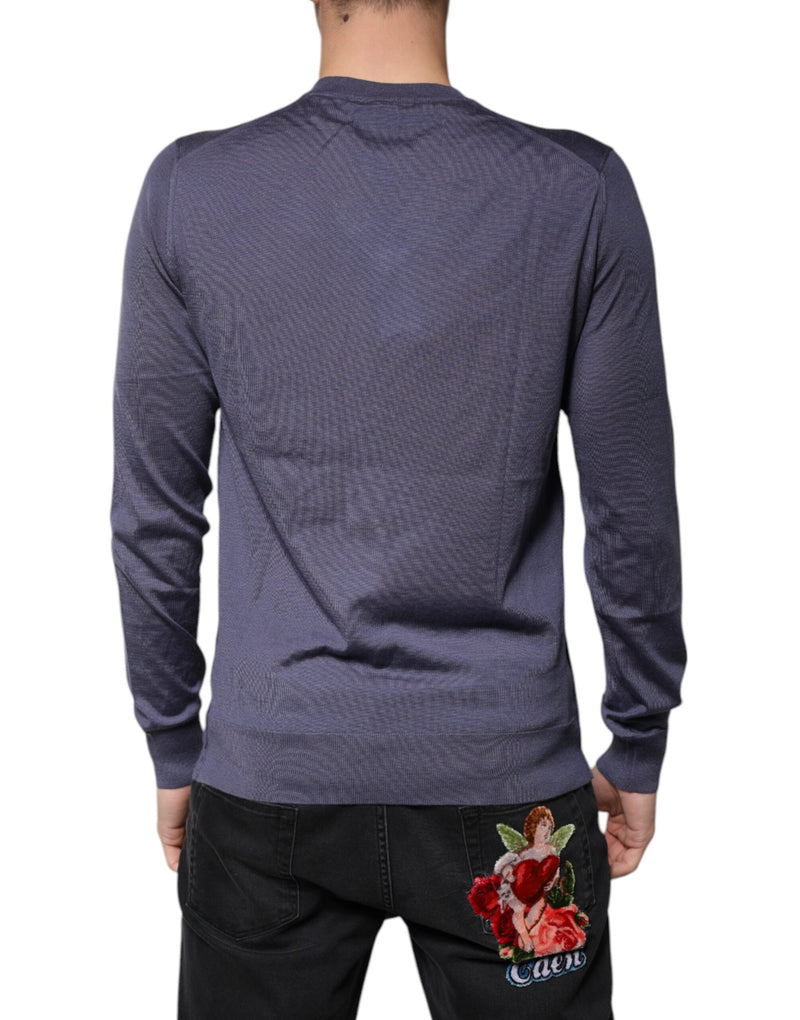 Dolce &amp; Gabbana grijze cashmere V-hals herenpullover