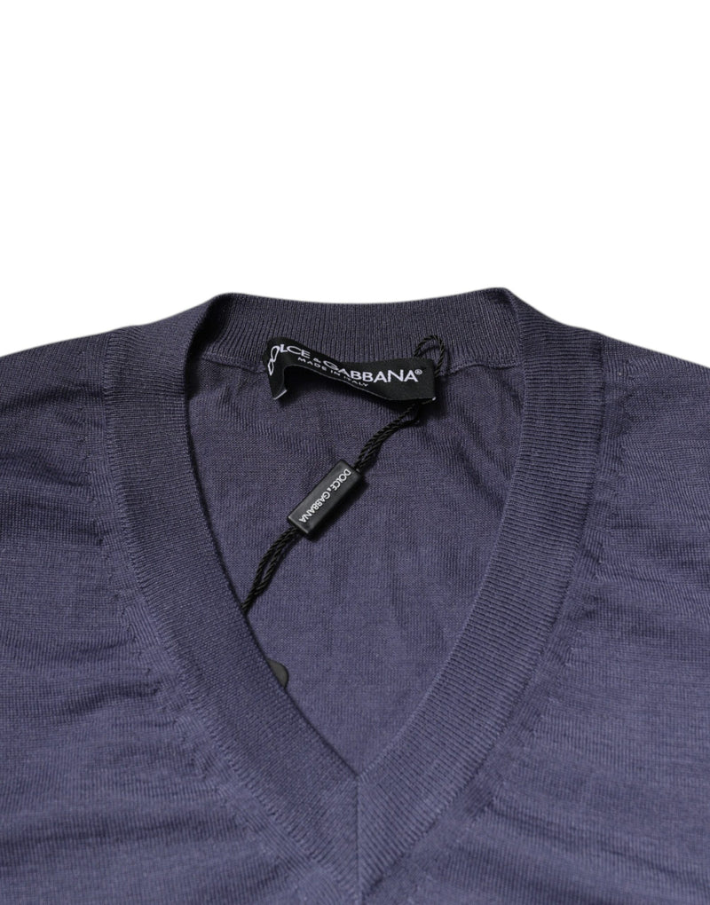 Dolce &amp; Gabbana grijze cashmere V-hals herenpullover