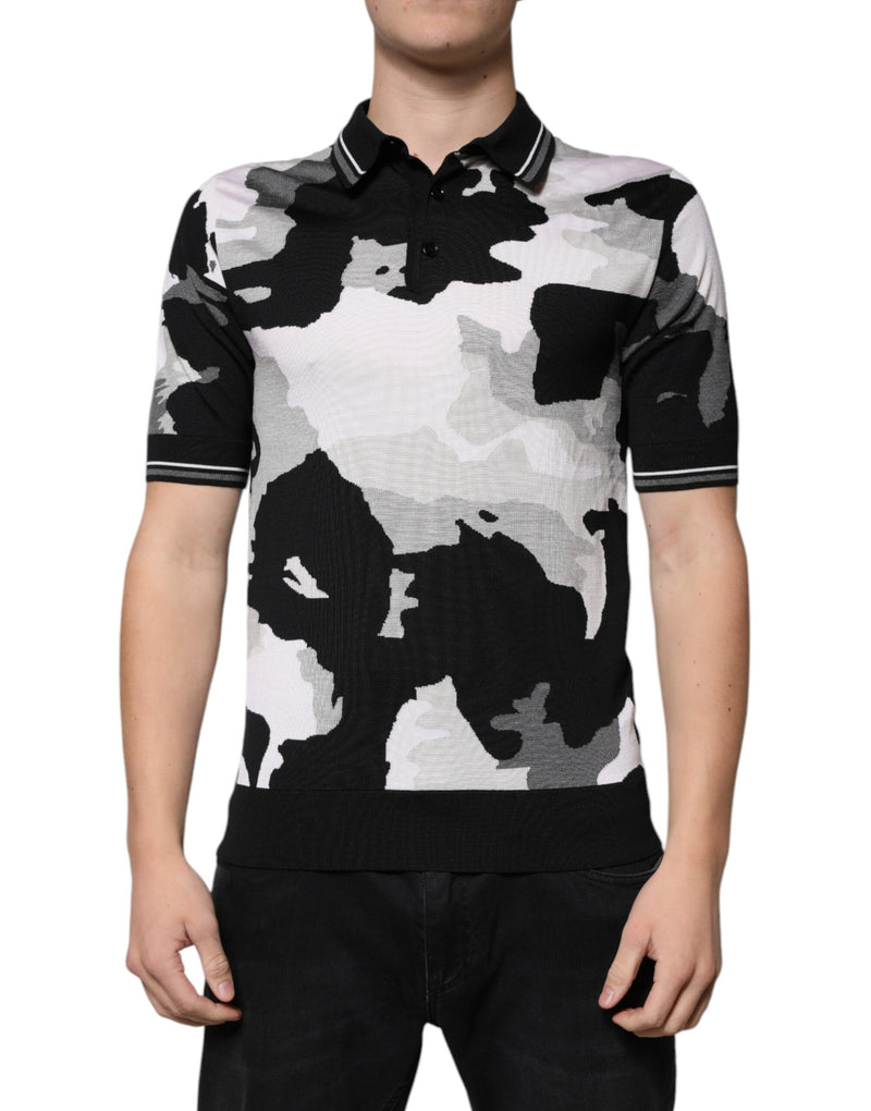 T-shirt polo à col montant multicolore à motif camouflage de Dolce &amp; Gabbana