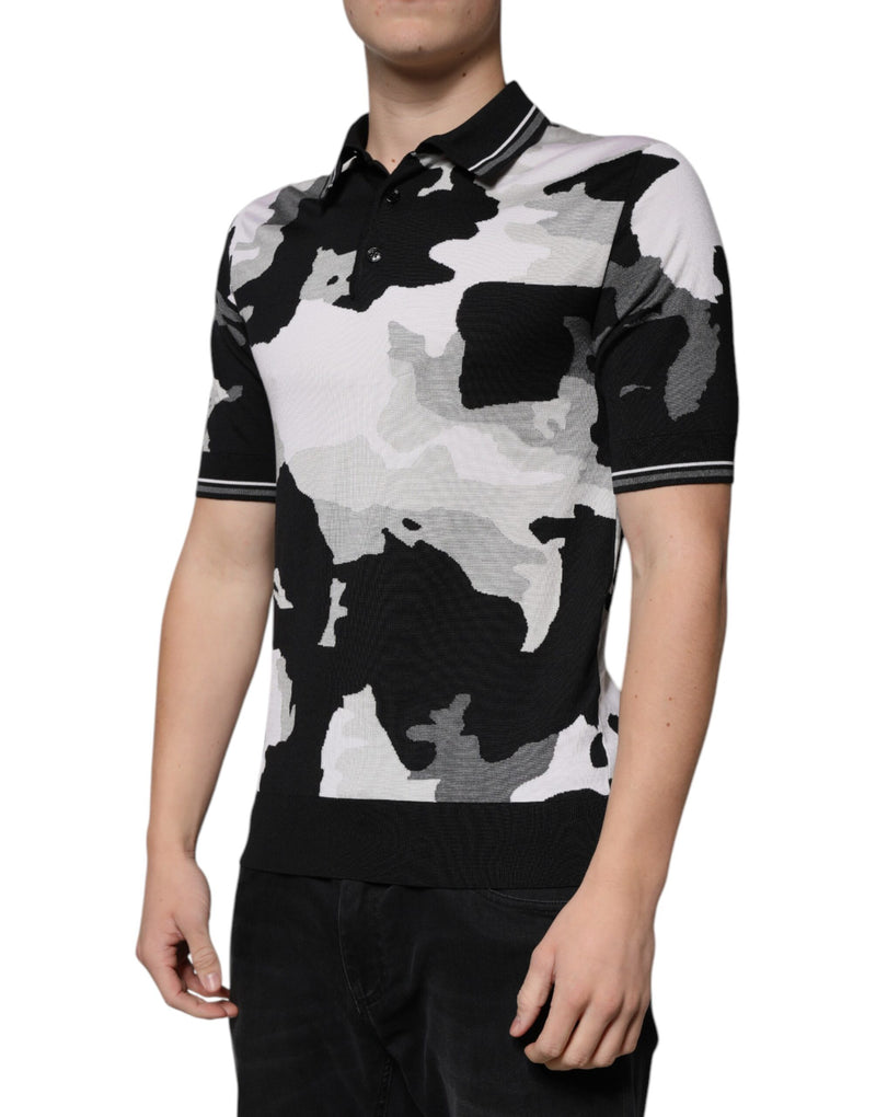 T-shirt polo à col montant multicolore à motif camouflage de Dolce &amp; Gabbana