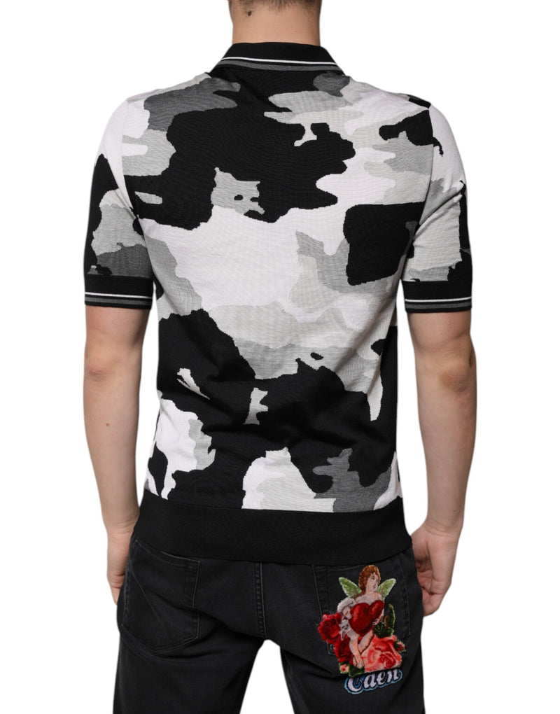 T-shirt polo à col montant multicolore à motif camouflage de Dolce &amp; Gabbana