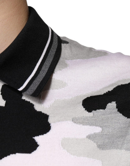 T-shirt polo à col montant multicolore à motif camouflage de Dolce &amp; Gabbana