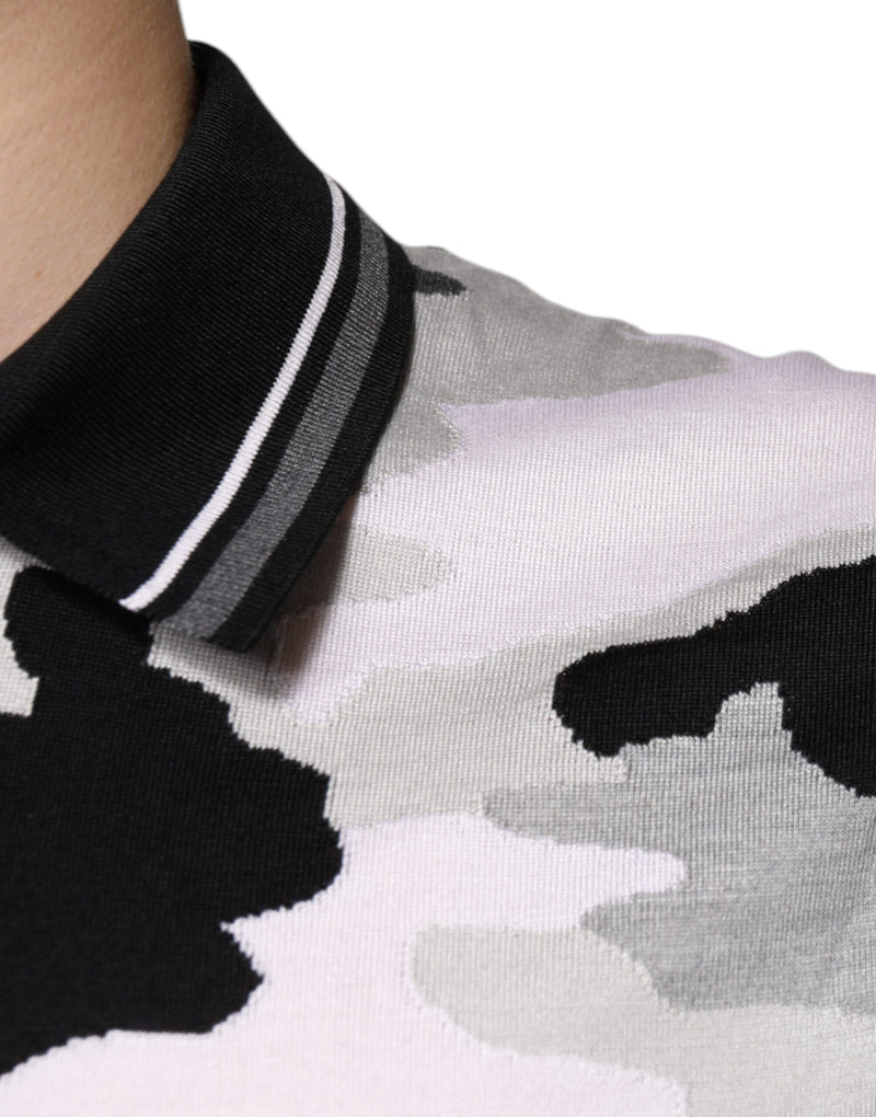 T-shirt polo à col montant multicolore à motif camouflage de Dolce &amp; Gabbana