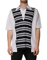 Polo à rayures noires et blanches avec col Dolce &amp; Gabbana