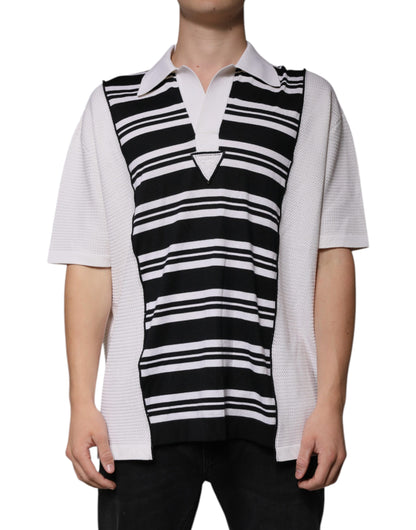 Polo à rayures noires et blanches avec col Dolce &amp; Gabbana