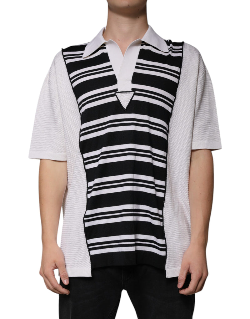 Polo à rayures noires et blanches avec col Dolce &amp; Gabbana