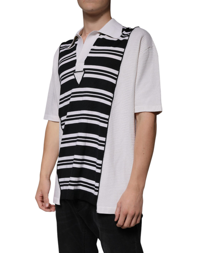 Polo à rayures noires et blanches avec col Dolce &amp; Gabbana