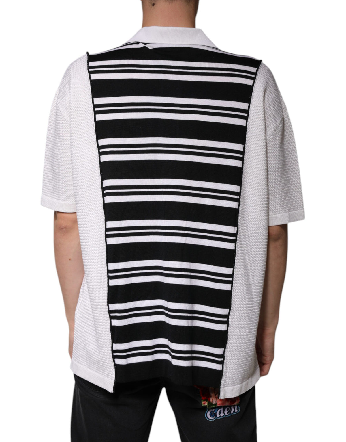 Polo à rayures noires et blanches avec col Dolce &amp; Gabbana