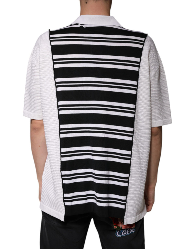 Polo à rayures noires et blanches avec col Dolce &amp; Gabbana