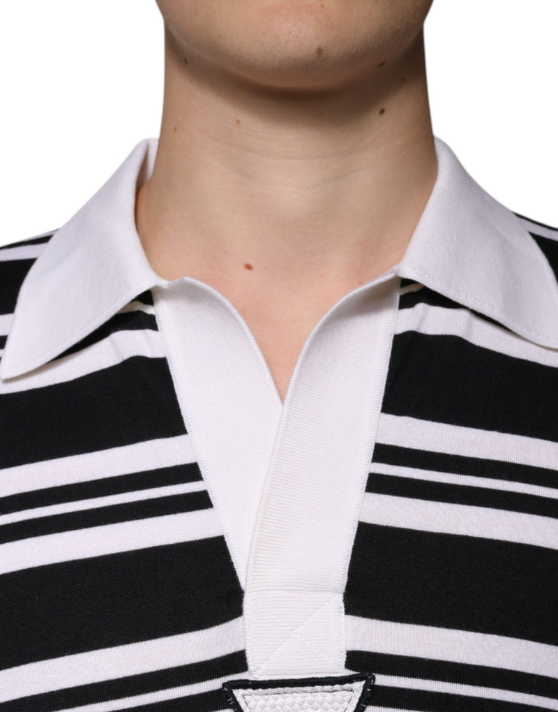 Polo à rayures noires et blanches avec col Dolce &amp; Gabbana