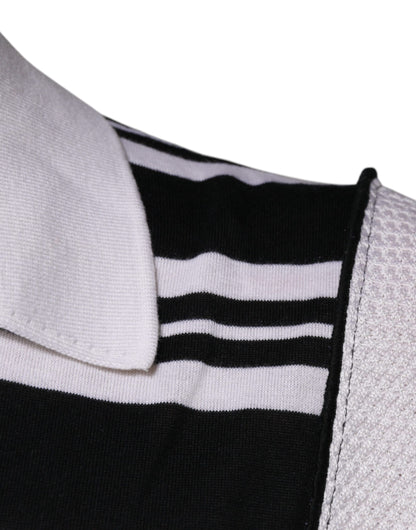 Polo à rayures noires et blanches avec col Dolce &amp; Gabbana