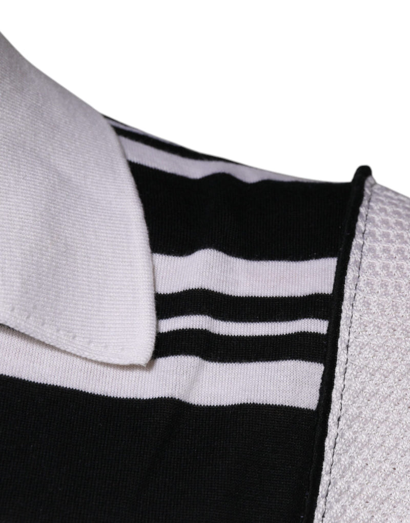 Polo à rayures noires et blanches avec col Dolce &amp; Gabbana