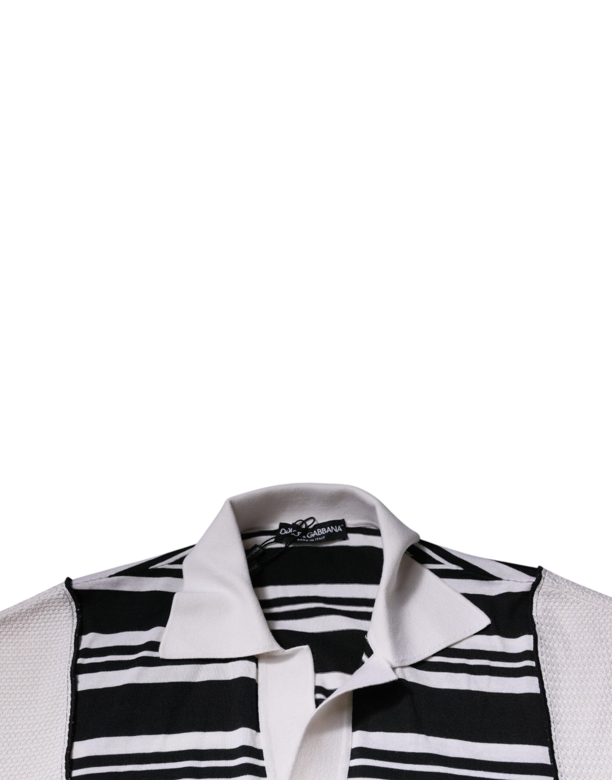 Polo à rayures noires et blanches avec col Dolce &amp; Gabbana