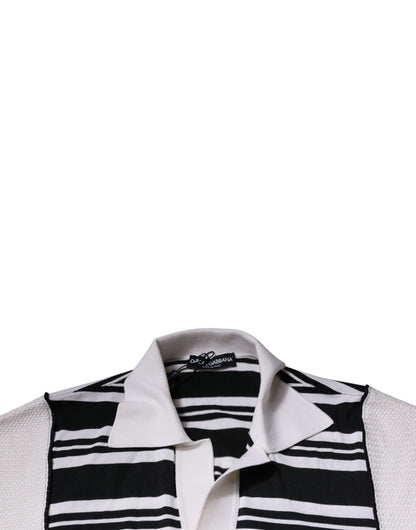 Polo à rayures noires et blanches avec col Dolce &amp; Gabbana