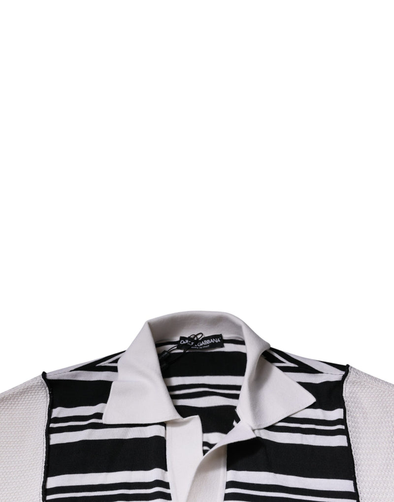 Polo à rayures noires et blanches avec col Dolce &amp; Gabbana