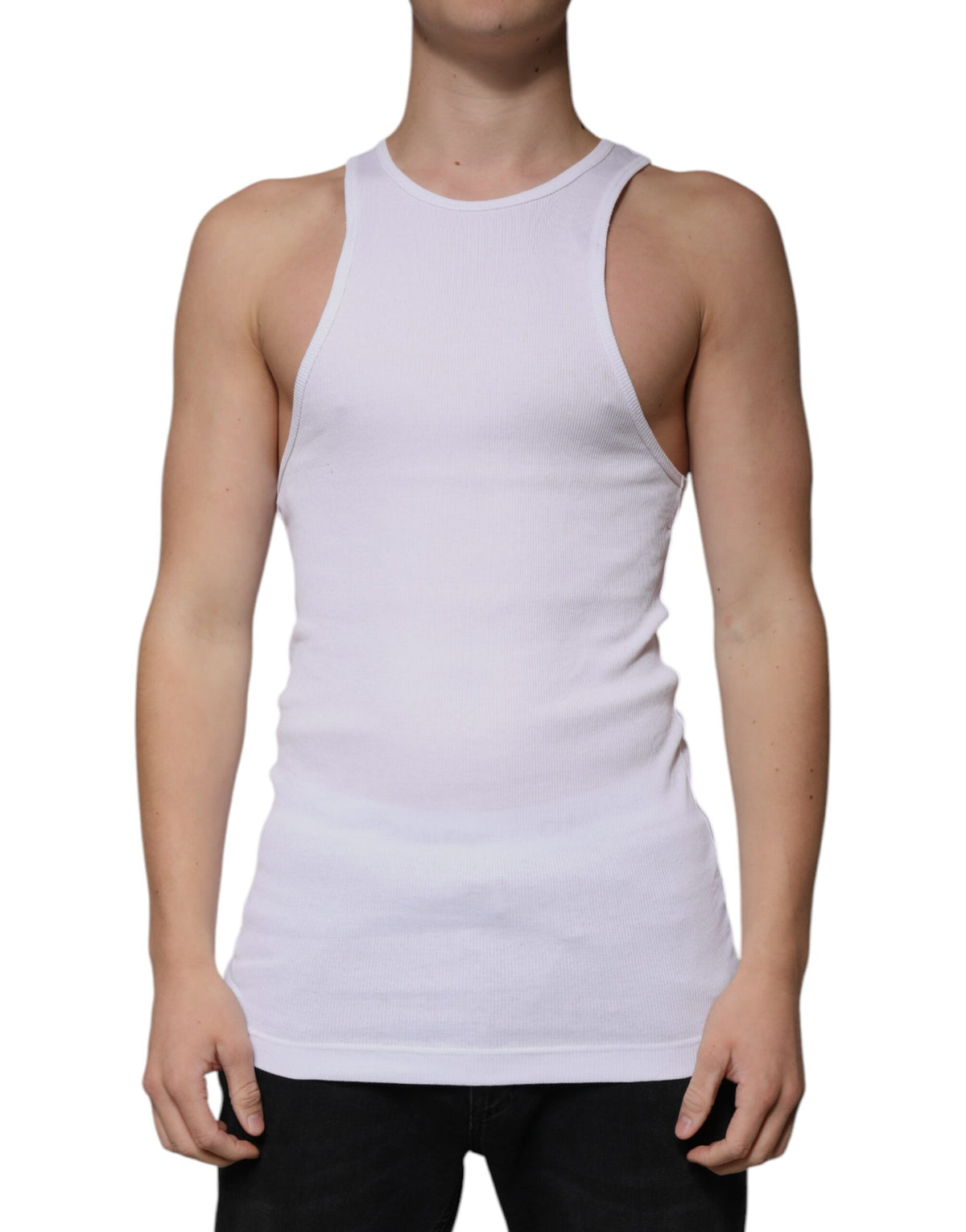 Débardeur blanc en coton sans manches et à col rond de Dolce &amp; Gabbana