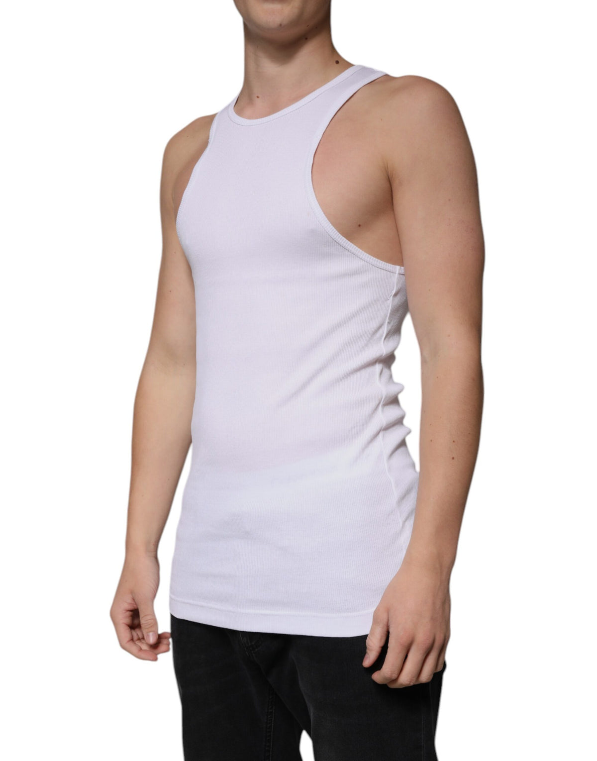 Débardeur blanc en coton sans manches et à col rond de Dolce &amp; Gabbana
