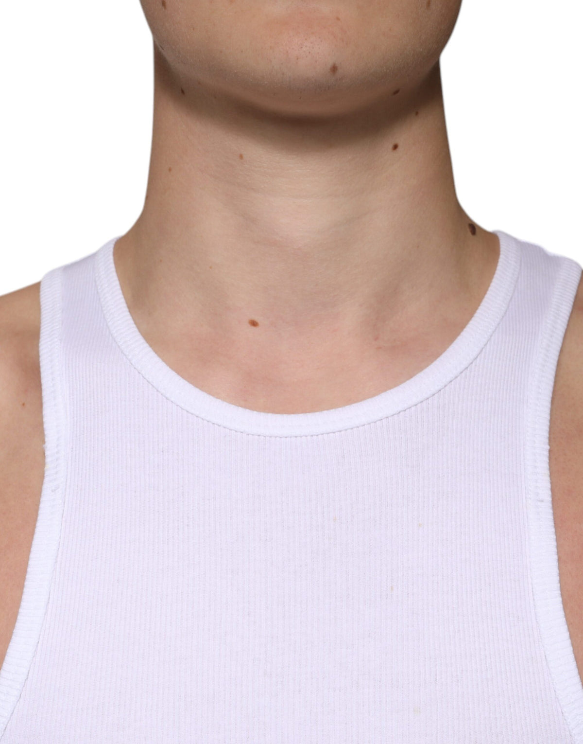 Débardeur blanc en coton sans manches et à col rond de Dolce &amp; Gabbana