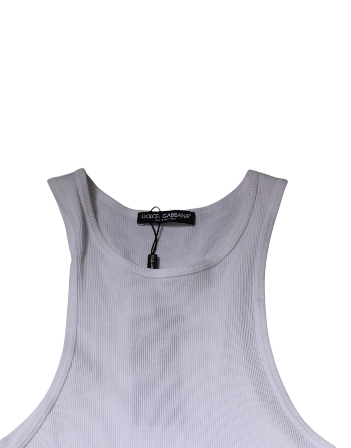 Débardeur blanc en coton sans manches et à col rond de Dolce &amp; Gabbana