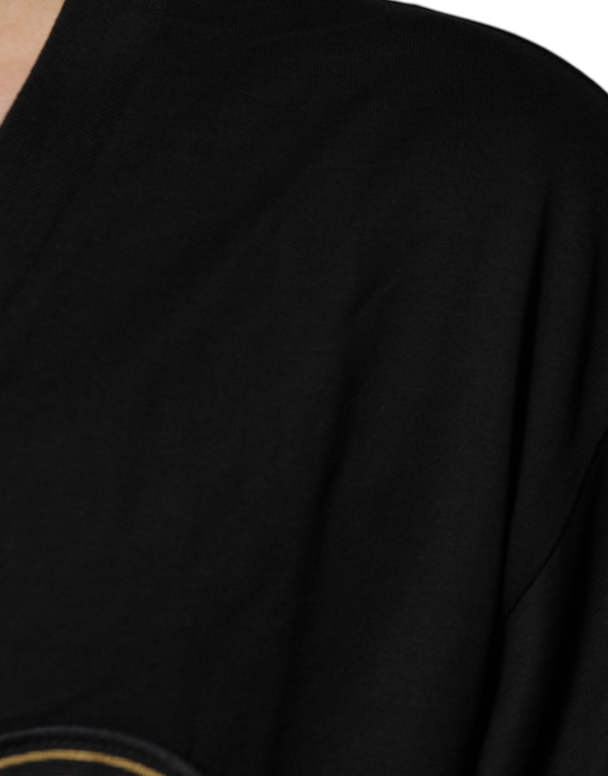 T-shirt à manches courtes en coton noir avec logo et col en V de Dolce &amp; Gabbana