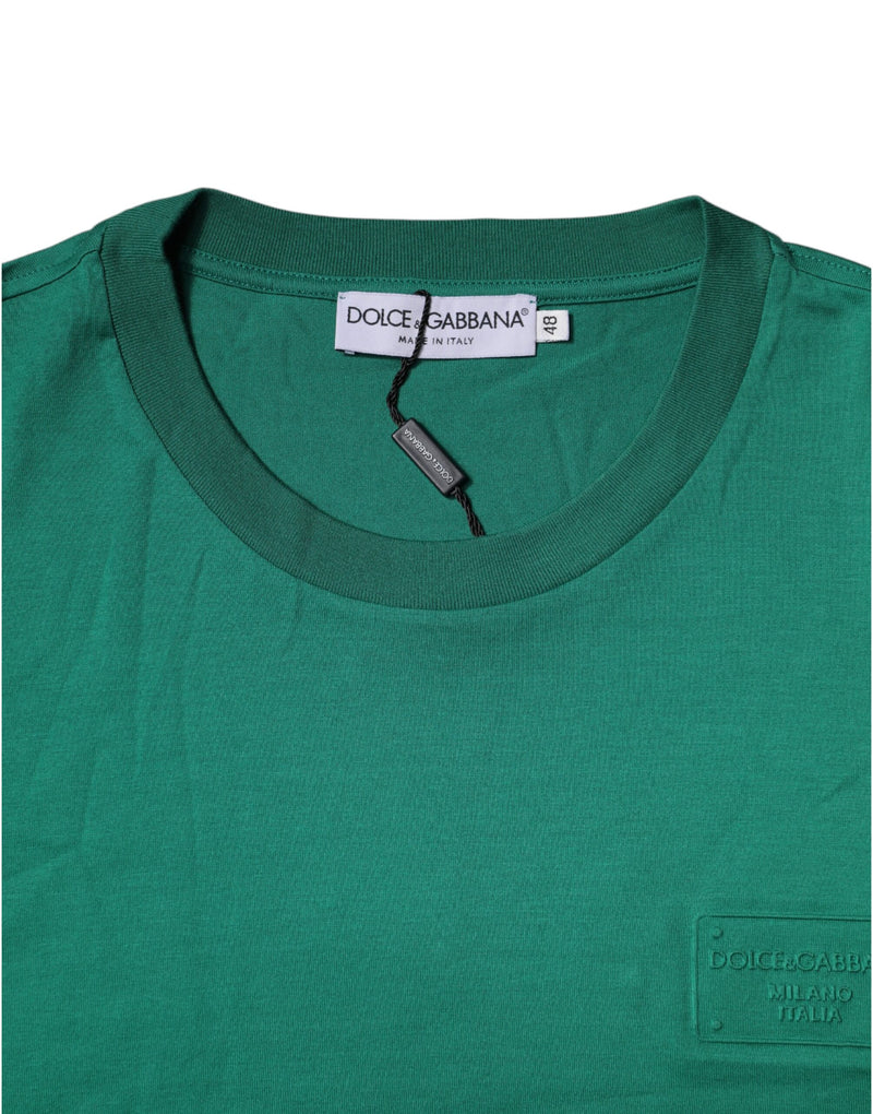 T-shirt à manches courtes à col rond avec logo vert de Dolce &amp; Gabbana