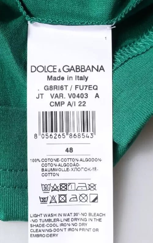 T-shirt à manches courtes à col rond avec logo vert de Dolce &amp; Gabbana