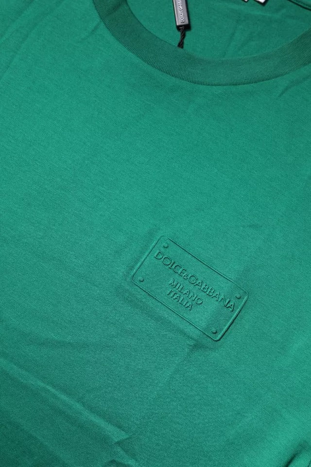 T-shirt à manches courtes à col rond avec logo vert de Dolce &amp; Gabbana