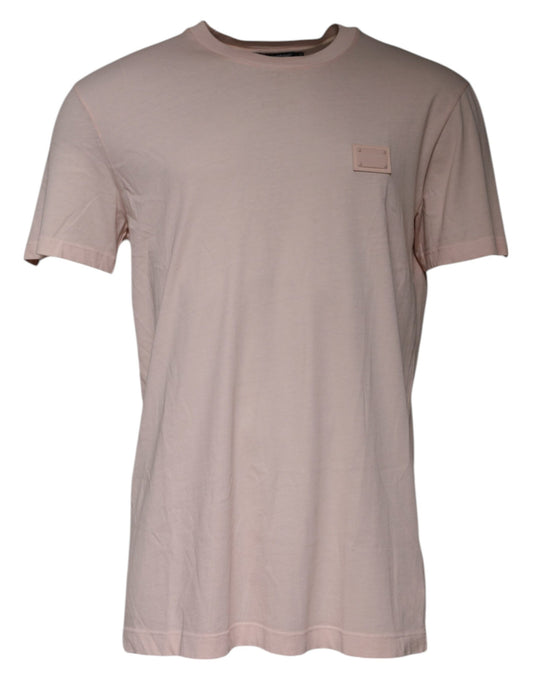 Dolce & Gabbana beige logo T-shirt met ronde hals en korte mouwen